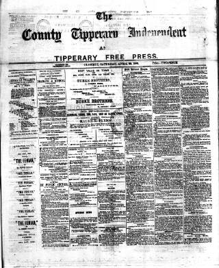 cover page of County Tipperary Independent and Tipperary Free Press published on April 20, 1889