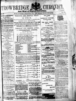cover page of Trowbridge Chronicle published on April 25, 1874