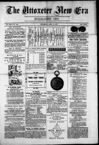 cover page of Uttoxeter New Era published on April 16, 1879
