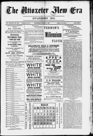 cover page of Uttoxeter New Era published on March 1, 1893