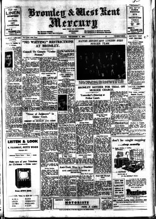 cover page of Bromley & West Kent Mercury published on December 2, 1949