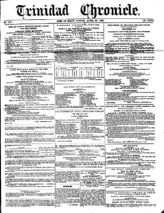 cover page of Trinidad Chronicle published on April 20, 1866