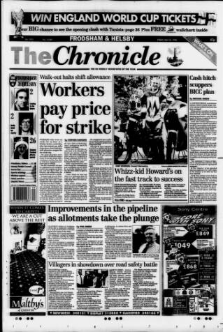 cover page of Chester Chronicle (Frodsham & Helsby edition) published on May 22, 1998
