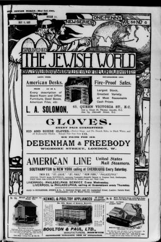 cover page of Jewish World published on May 2, 1902