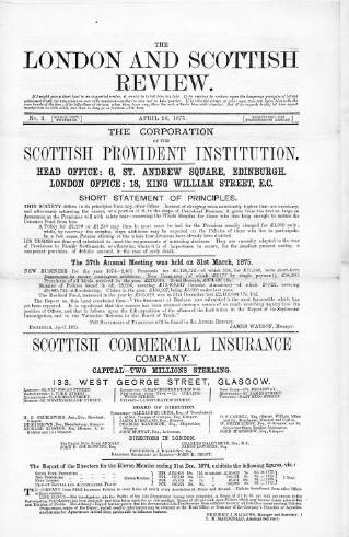 cover page of London and Scottish Review published on April 26, 1875