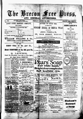 cover page of Brecknock Beacon published on April 24, 1885