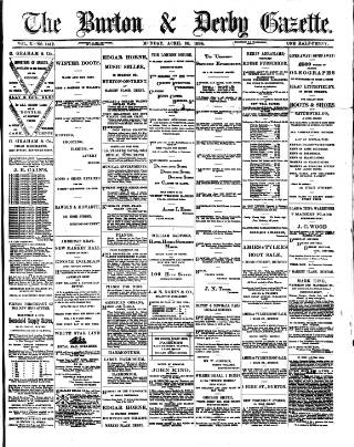 cover page of Burton & Derby Gazette published on April 28, 1884