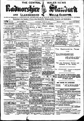 cover page of Radnorshire Standard published on June 19, 1909