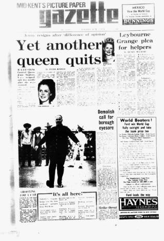 cover page of South Eastern Gazette published on June 2, 1970
