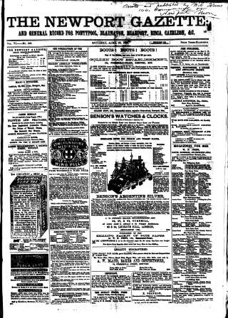 cover page of Newport Gazette published on April 25, 1863