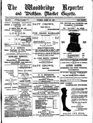 cover page of Woodbridge Reporter published on March 28, 1895