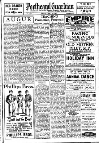 cover page of Porthcawl Guardian published on April 23, 1943