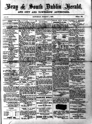cover page of Bray and South Dublin Herald published on March 1, 1902