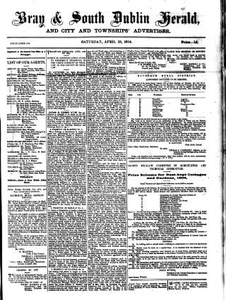 cover page of Bray and South Dublin Herald published on April 23, 1904