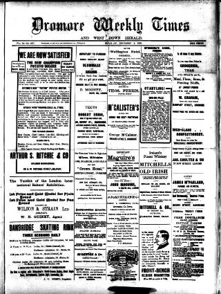cover page of Dromore Weekly Times and West Down Herald published on December 4, 1909