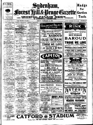 cover page of Sydenham, Forest Hill & Penge Gazette published on February 24, 1933