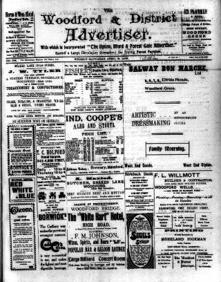 cover page of Woodford and District Advertiser published on April 18, 1908