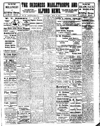 cover page of Skegness News published on April 19, 1911