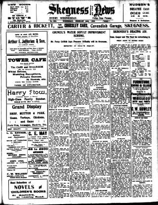 cover page of Skegness News published on February 24, 1926