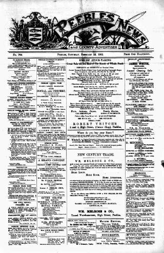 cover page of Peebles News published on February 23, 1901
