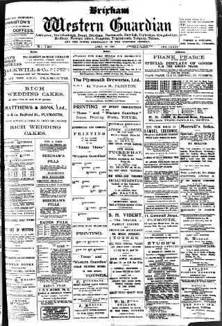 cover page of Brixham Western Guardian published on April 26, 1906