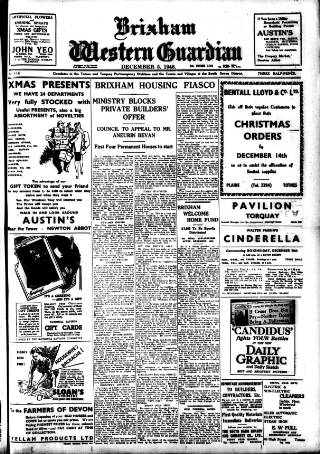 cover page of Brixham Western Guardian published on December 5, 1946