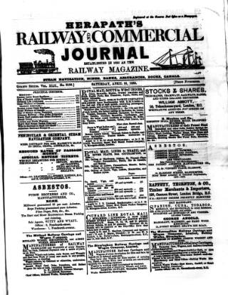 cover page of Herapath's Railway Journal published on April 24, 1880