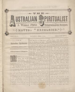cover page of Australian Spiritualist published on April 2, 1881