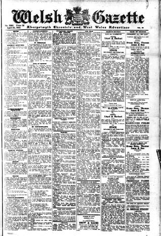cover page of Welsh Gazette published on April 26, 1945