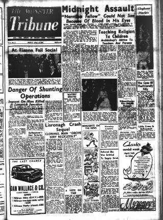 cover page of Munster Tribune published on April 27, 1956