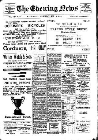 cover page of Evening News (Waterford) published on May 4, 1904