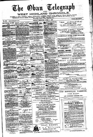 cover page of Oban Telegraph and West Highland Chronicle published on June 2, 1882