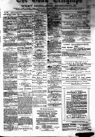 cover page of Oban Telegraph and West Highland Chronicle published on February 23, 1883