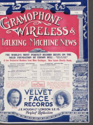 cover page of Gramophone, Wireless and Talking Machine News published on March 1, 1924