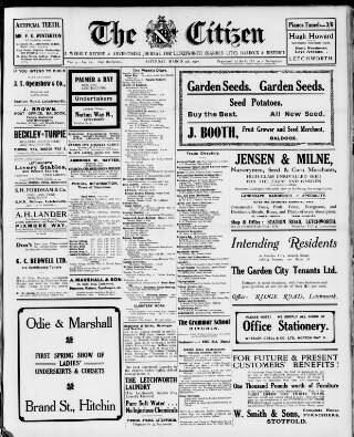 cover page of Citizen (Letchworth) published on March 5, 1910
