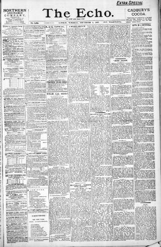 cover page of Echo (London) published on December 3, 1895