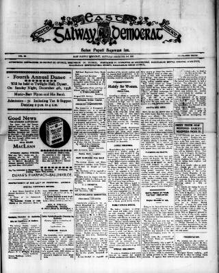 cover page of East Galway Democrat published on December 3, 1938