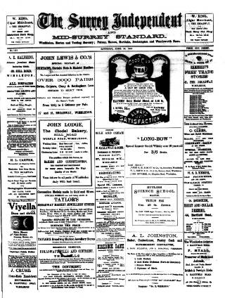 cover page of Surrey Independent and Wimbledon Mercury published on April 26, 1902
