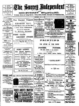 cover page of Surrey Independent and Wimbledon Mercury published on May 6, 1905