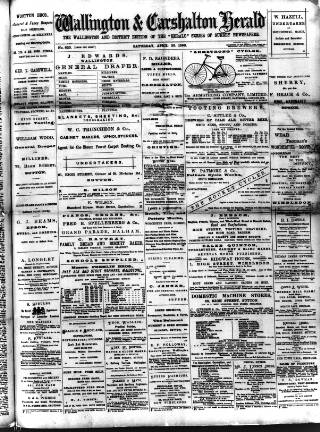 cover page of Wallington & Carshalton Herald published on April 26, 1890