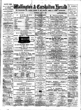 cover page of Wallington & Carshalton Herald published on July 4, 1891