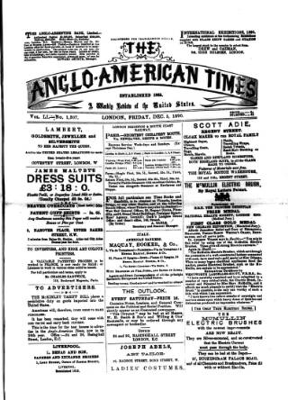 cover page of Anglo-American Times published on December 5, 1890