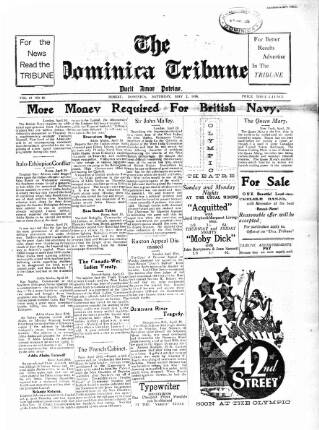 cover page of Dominica Tribune published on May 2, 1936