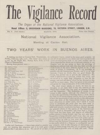 cover page of Vigilance Record published on March 1, 1916