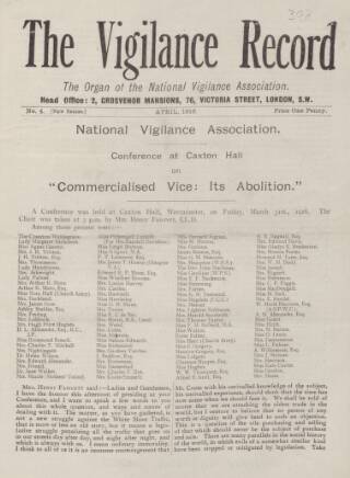cover page of Vigilance Record published on April 1, 1916