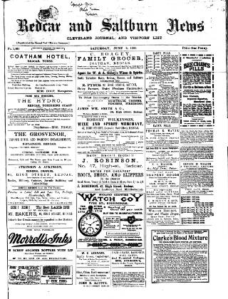 cover page of Redcar and Saltburn News published on June 2, 1900