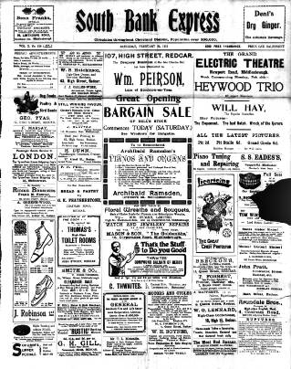 cover page of South Bank Express published on February 24, 1912