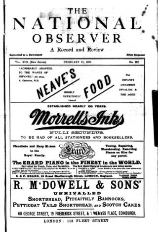 cover page of National Observer published on February 23, 1895