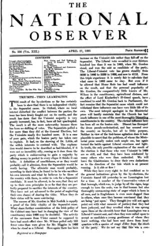 cover page of National Observer published on April 27, 1895