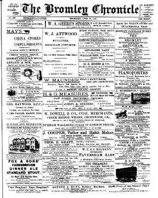 cover page of Bromley Chronicle published on April 26, 1900